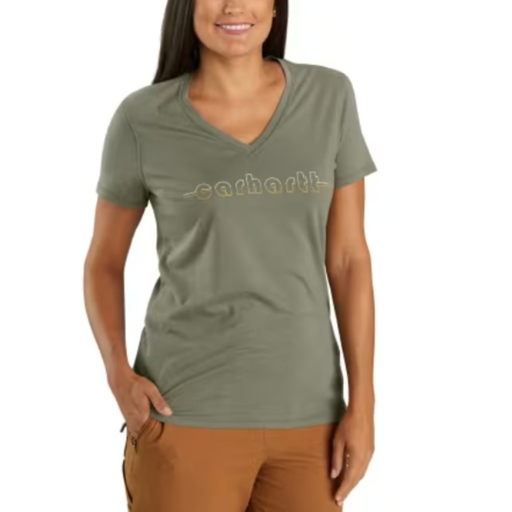Carhartt Relaxed-Fit Lightweight Graphic V-Neck T-Shirt Womens Size Small